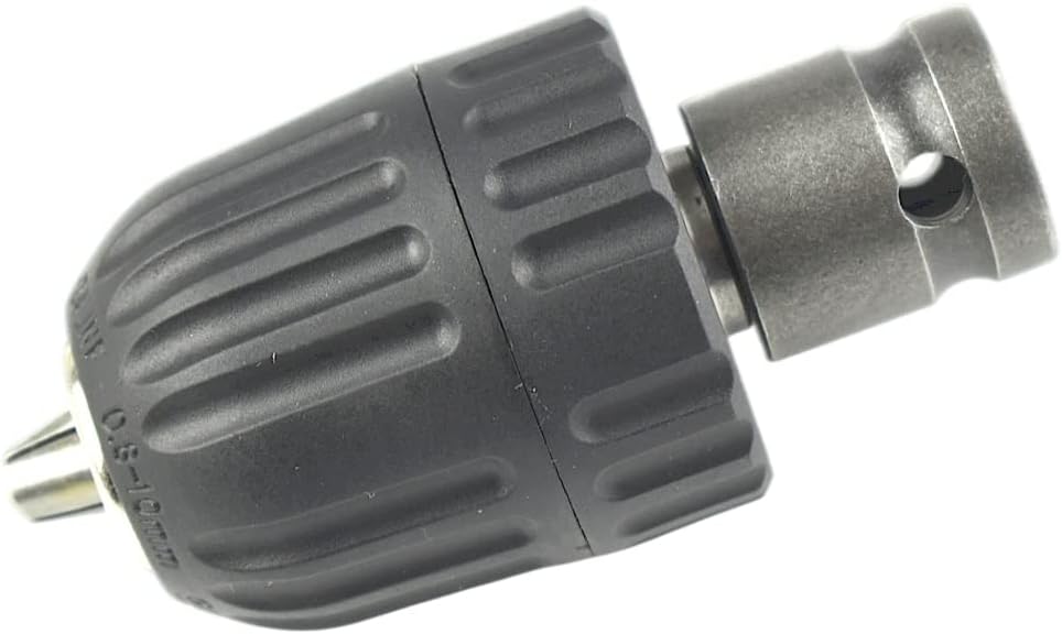 CHANCS 3/8-24UNF 0.8mm-10mm Keyless Drill Chuck with 1/2" Socket Square Adapter for Drill & Impact Wrench