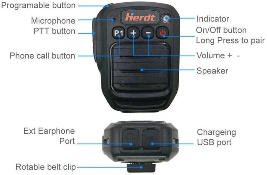 E EYAFA Bluetooth Hand Microphone PTT Mic Speaker Wireless Adapter for Motorola Walkie Talkie — view 3
