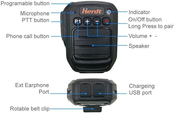 E EYAFA Bluetooth Hand Microphone PTT Mic Speaker Wireless Adapter for Motorola Walkie Talkie - 3