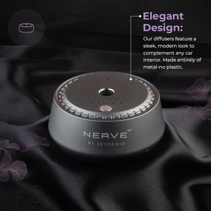 Image of Keydroid Nerve Mindful Fragrances 30ml | Tuscan leather Scent | Car Aroma Diffuser | Aromachology based | Long-Lasting, Anti-Odour Perfume | Rechargeable & Refillable | Air Freshener Car Accessories