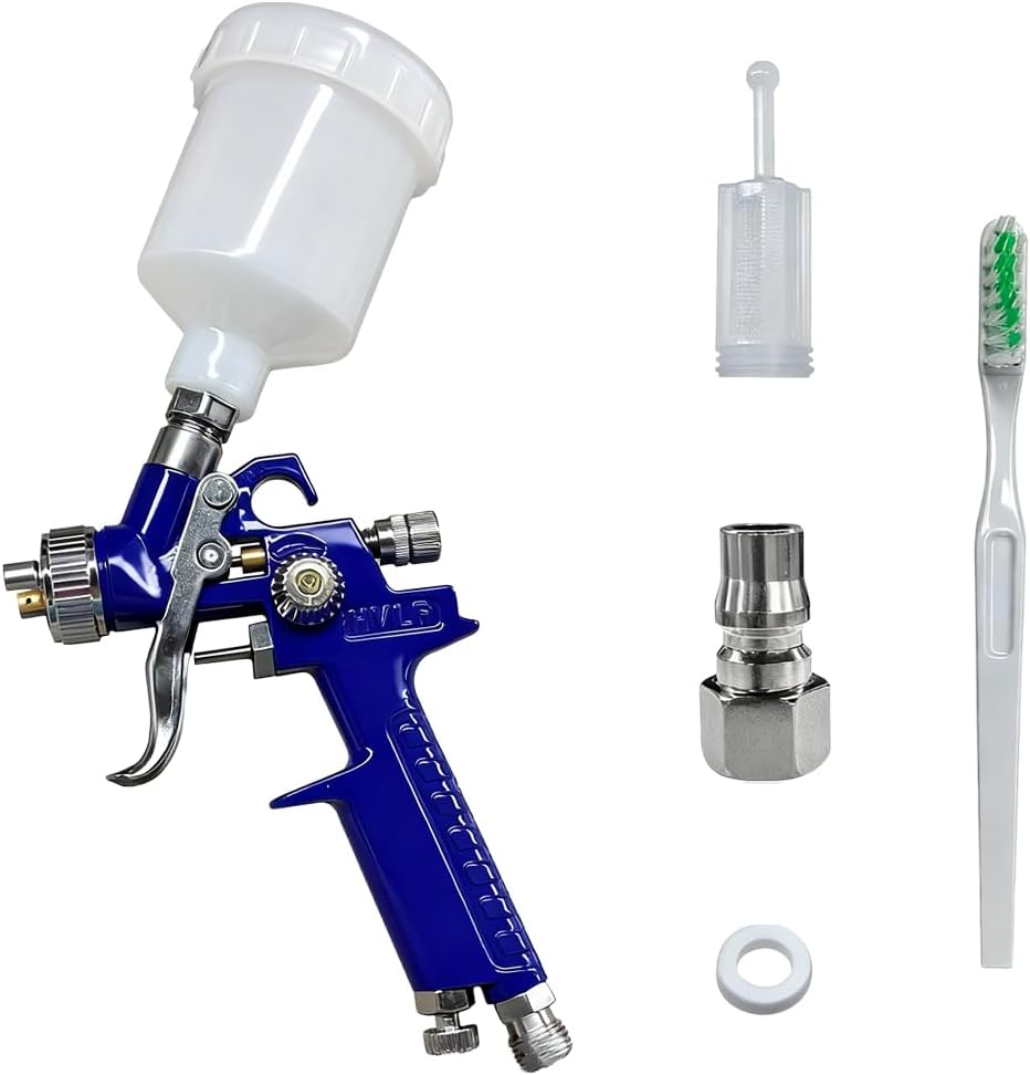 Craedli Mini HVLP Touch Up Spray Gun with 0.8 mm Nozzle, 125cc Cup Gravity Feed Paint Gun Car Detail Paint Sprayer Spot Repair, Universal for Car Furniture Painting, Auto Primer, Wall Painting0.8