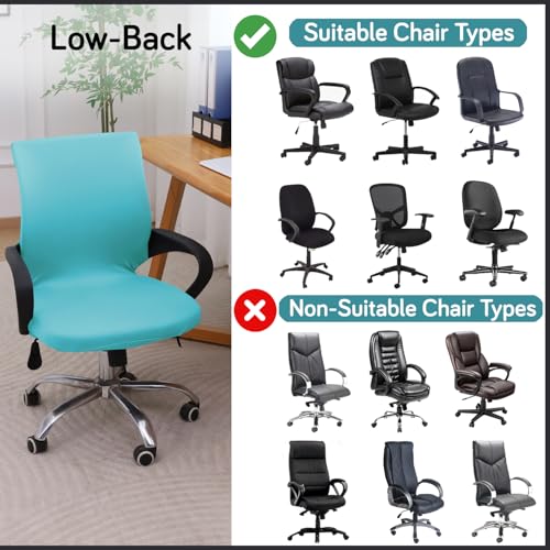 Image of HOKIPO 'SereneSolids' 140 GSM Office Chair Cover for Desk Chair (Low-Back) - 140 GSM Stretchable Fabric - Washable, Durable & Anti-Slip - Fits Small & Low-Back Office Chairs, Sky Blue (AR-6222-SBLU-S)
