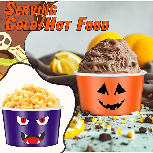 Yungyan 60 Stück Halloween-Leckerli-Snackbecher, 266 ml, Halloween-Eisbecher, Geist, Kürbis, Papierschalen, Trick or Treat Einweg-Suppenschalen für Eisbecher, Joghurt, Halloween-Partyzubehör – Bild 3