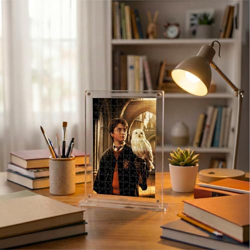 Image of Mini Leaves Harry Potter Miniature Acrylic Frame Jigsaw Puzzle 140 Pieces | Wizard Desk Decor with Display Frame | Premium Gift for Potter Fans & Puzzle Lovers