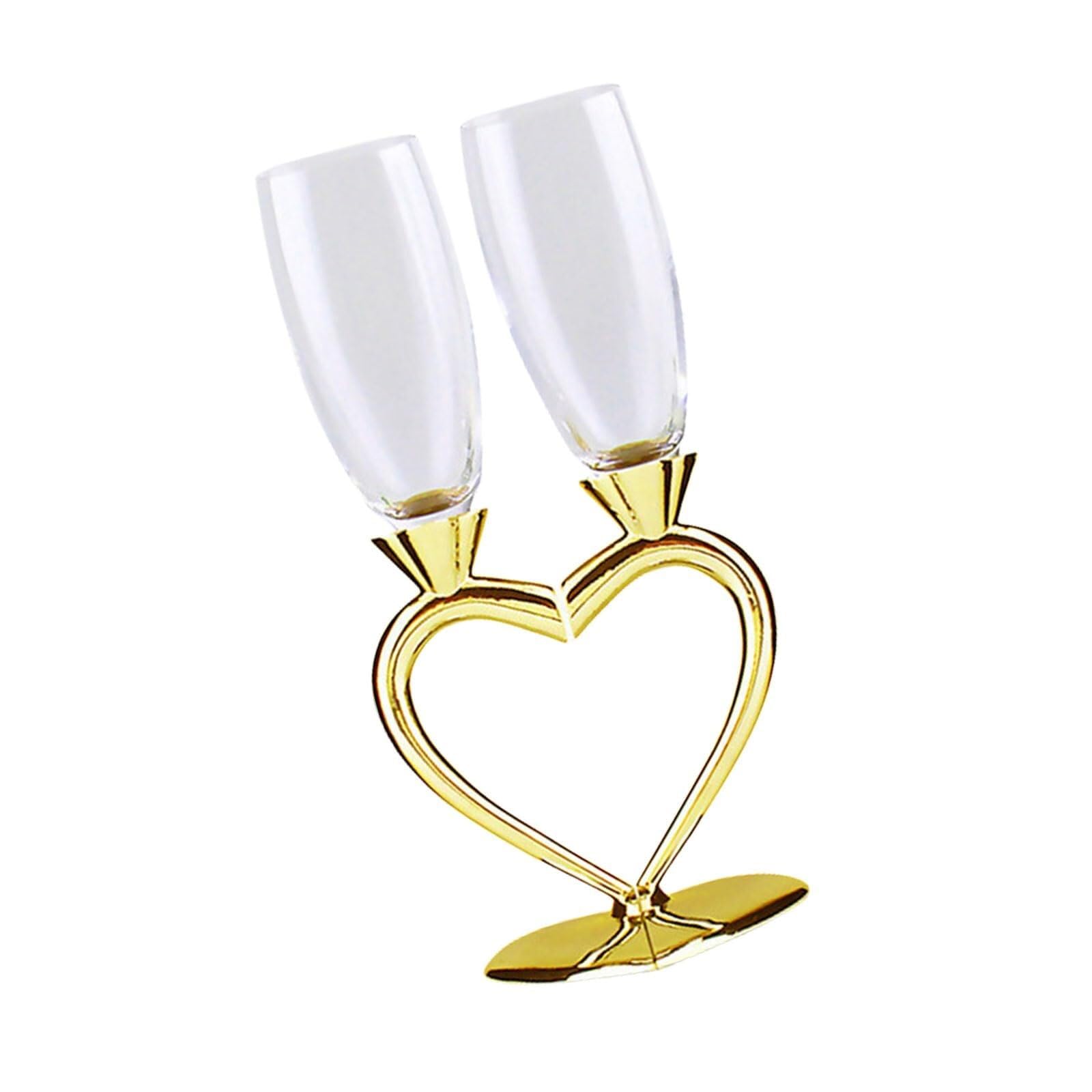 Copas de champán con corazón para brindar en bodas y aniversarios románticos