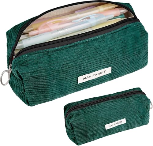 UICerland Pencil Case - Corduroy Fabric - Dark Green - 792 cc - 19 x 7 x 6 cm - Unisex - Casual