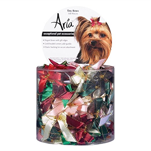 JANNIK Aria Gold-Beaded Tiny Bows for Dogs, 100-Piece Canisters