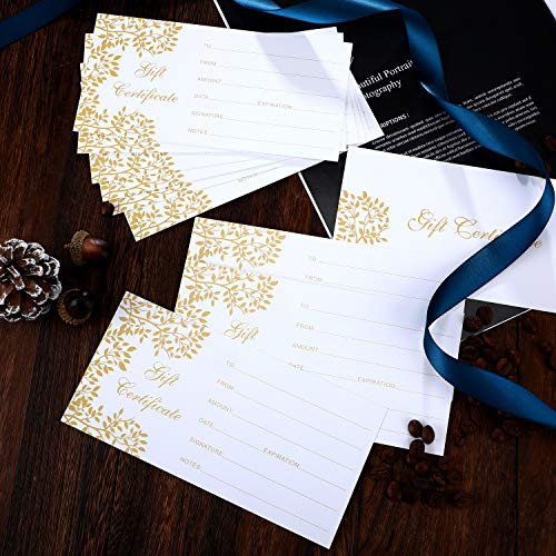 50 Pieces Blank Gift Certificates Cards Vouchers Gold Blank Cards Coupon Card For Business Beauty Salon Restaurant Christmas Wedding Bridal Birthday Holder, 3.5 X 7 Inch #TOP5