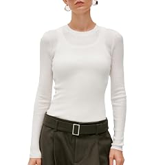 URBAN REVIVO Crewneck Sweater Stretchy Womens Slim Fit Soft