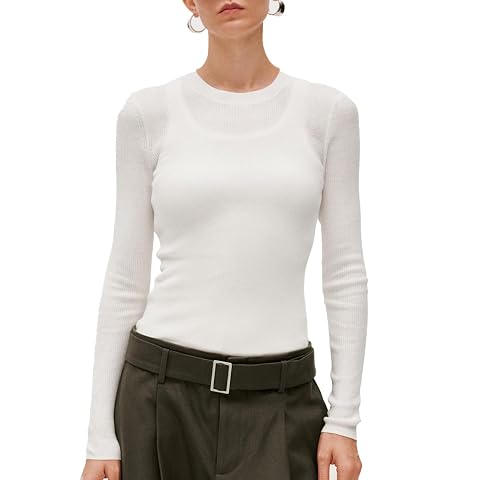 URBAN REVIVO Crewneck Sweater Stretchy Womens Slim Fit Soft