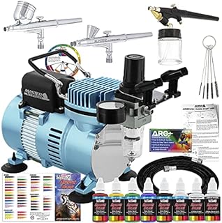 Professional 3 Airbrush System Kit with G22, G25, E91 Master Airbrushes & TC-20