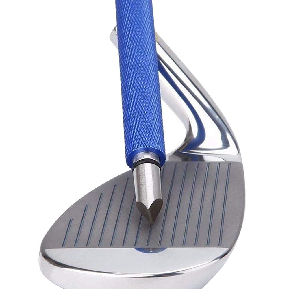 Bulex Golf Club Groove Sharpener, Re-Grooving Tool and Cleaner for Wedges & Irons - Generate Optimal Backspin - Suitable for U & V-Grooves, Blue