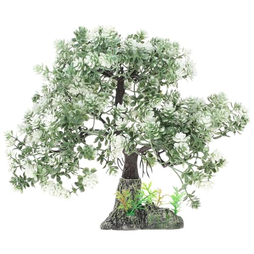 Image of POPETPOP Aquarium Tree Decor Fake Bonsai Plant 4.13X2.36X10.62In Plastic Fish Tank Ornament for Freshwater and Saltwater Aquariums Home Office Table Decoration