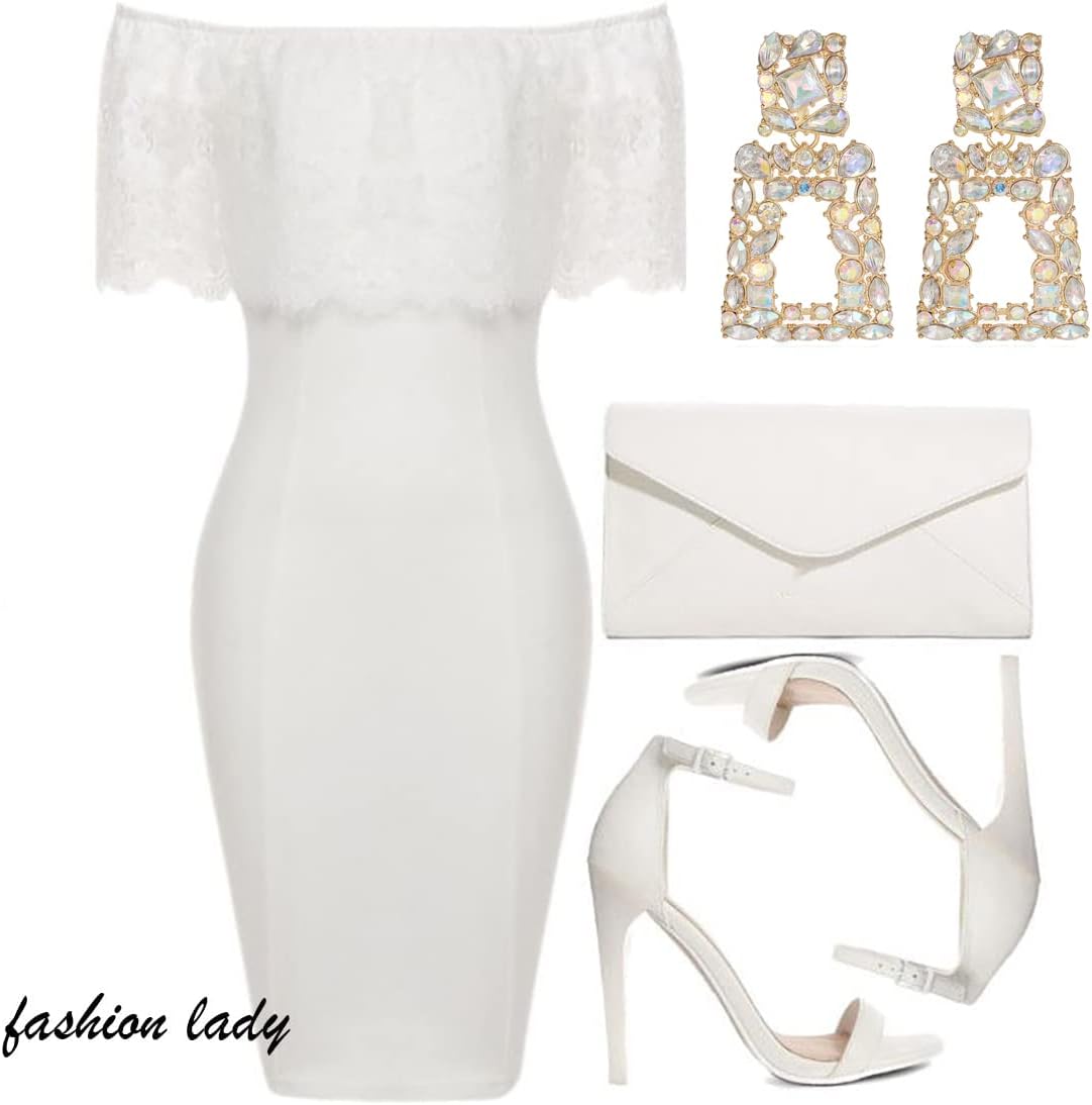 Rhinestone Rectangle Dangle Statement Earrings Trendy Crystal Geometric Drop Earrings hypoallergenic for Women - Image 6