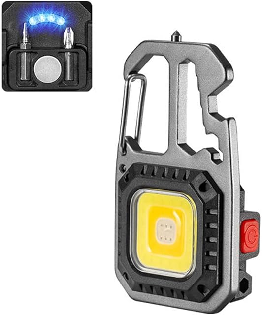 Lotvic LED Small Flashlight, Keyring Torch, Rechargeable Mini Torch COB, Multifunctional Keychain Emergency Light, Portable Pocket Torch with 7 Light Modes & Bottle Opener for Walking Camping Fishing