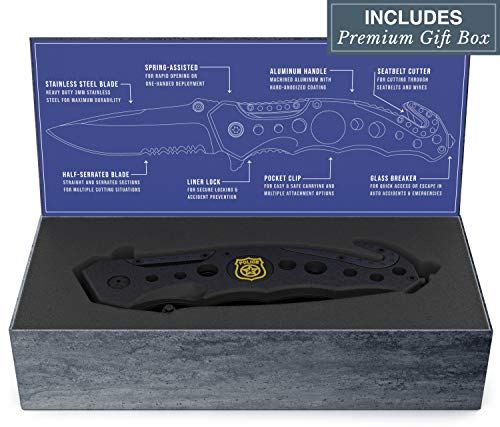 Swiss Safe 3-In-1 Tactical Knife For Military And First Responders - Tactical Black #TOP5