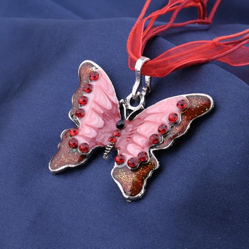 Image of FEELMEM Crystal Rhinestone Butterfly Brooch Pin Blue Color Butterfly Brooches for For Women Wedding /Banquet /Birthday Party