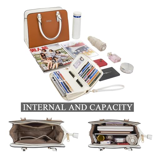 Image of Qiyuer Satchel Purses For Women Handbag And Wallet Set Tote Bag | Premium Vegan Leather,Matching Wallet,RFID Blocking,Work,Casual