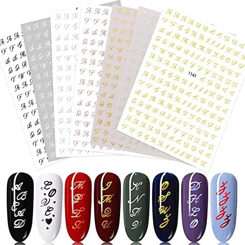 Letter Nail Stickers, 7 Sheets SelfAdhesive Nail Decal