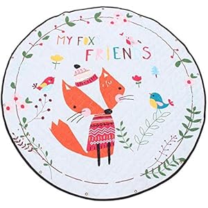 HIL Vloermat Voor Kinderen Cartoon Kleurenpatroon Baby Kruipmat Slaapkamer Decoratief Tapijt Antislipmat Voor Kinderen Rond Vloerkleed Opbergmat Voor Speelgoed Meisje Jongen Kind Vloerkleed,E