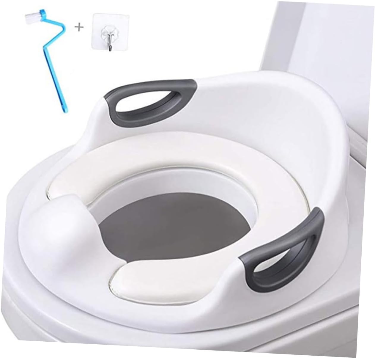 Toilet Training Seat Large Double Handrail Potty Seat Pu Material Spillage Design Comfortable for Boys and Girls Years Old