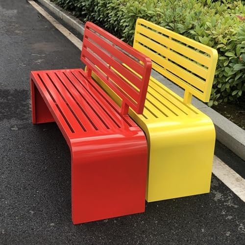 Outdoor Metal Park Bench with Backrest, 1102 Lbs Capacity Steel Frame for Patio, Porch, Garden, Lawn, Balcony - 47in White Bench for Outdoor Seating