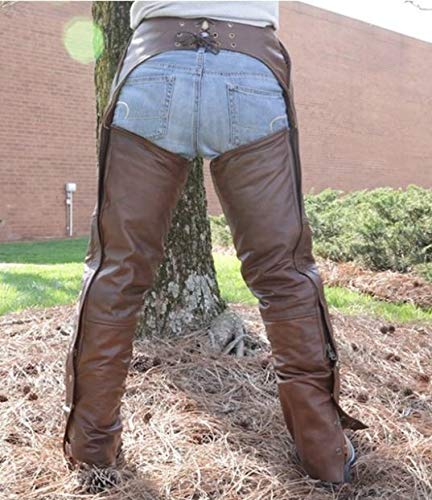 The Nekid Cow Premium Mens Brown Bomber Jacket Styled Leather Motorcycle Riding Biker Chaps with Zip-Out Insulated Lining and Full Pockets (Small) - Thumbnail 7