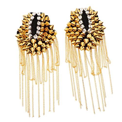 HOMSFOU 2Pcs Retro Tassel Epaulets for Costume Decoration Premium Shoulder Fringe Boards with Safety Pin Stylish Addition for Suits Hats and Shoes