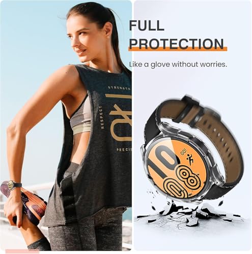 Image of Oiloco Samsung Galaxy Watch 5 2022 /4 2021 Screen Protector Case 44mm Accessories, Protective Face Cover Built-in Tempered Glass Film Bumper Case (44mm, Clear)