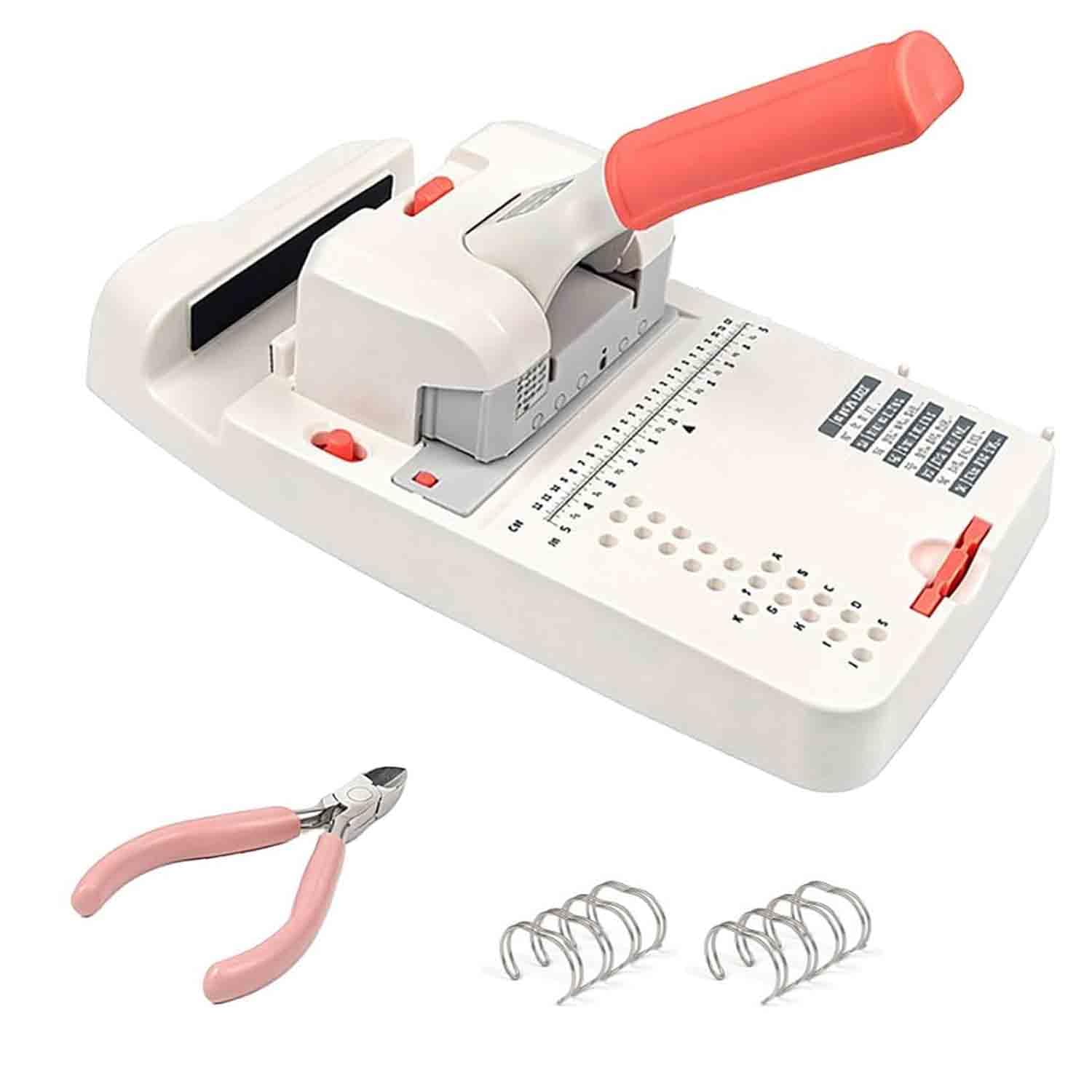 Perforatrice Manuale per Spirali, con Testine di Fustellatura A Foro Tondo da 4 Mm, Linea di Rilegatura da 1/4" A 5/8", per Cartone da 90-200 G, per Quaderni, Documenti, Album