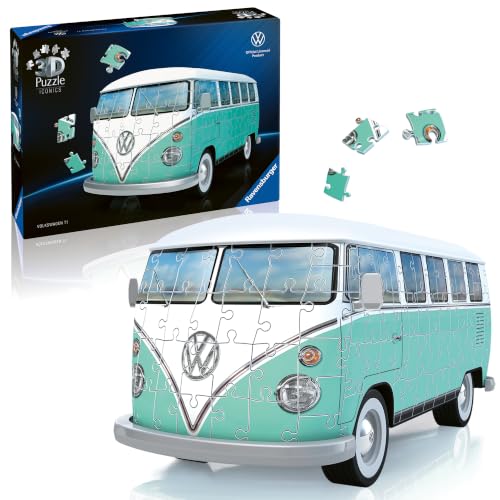 Ravensburger 3D Puzzle Iconics: 12008035 Volkswagen T1 - Eine echte Ikone der Automobilgeschichte. Der VW Bulli im Modell-Format