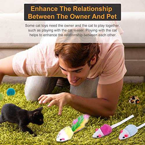 Uma variedade de combinações de 14 brinquedos interativos para gatos PCSAdaskala, incluindo três tor