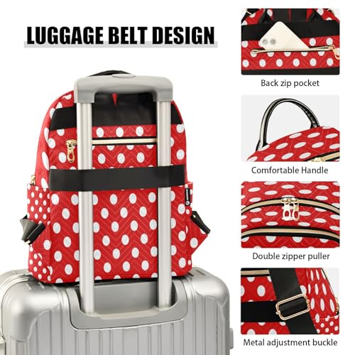 Image of ALAZA White Polka Dot Red Women Backpack Purse Ladies Fashion Shoulder Bag Daypack Travel Bag 10L