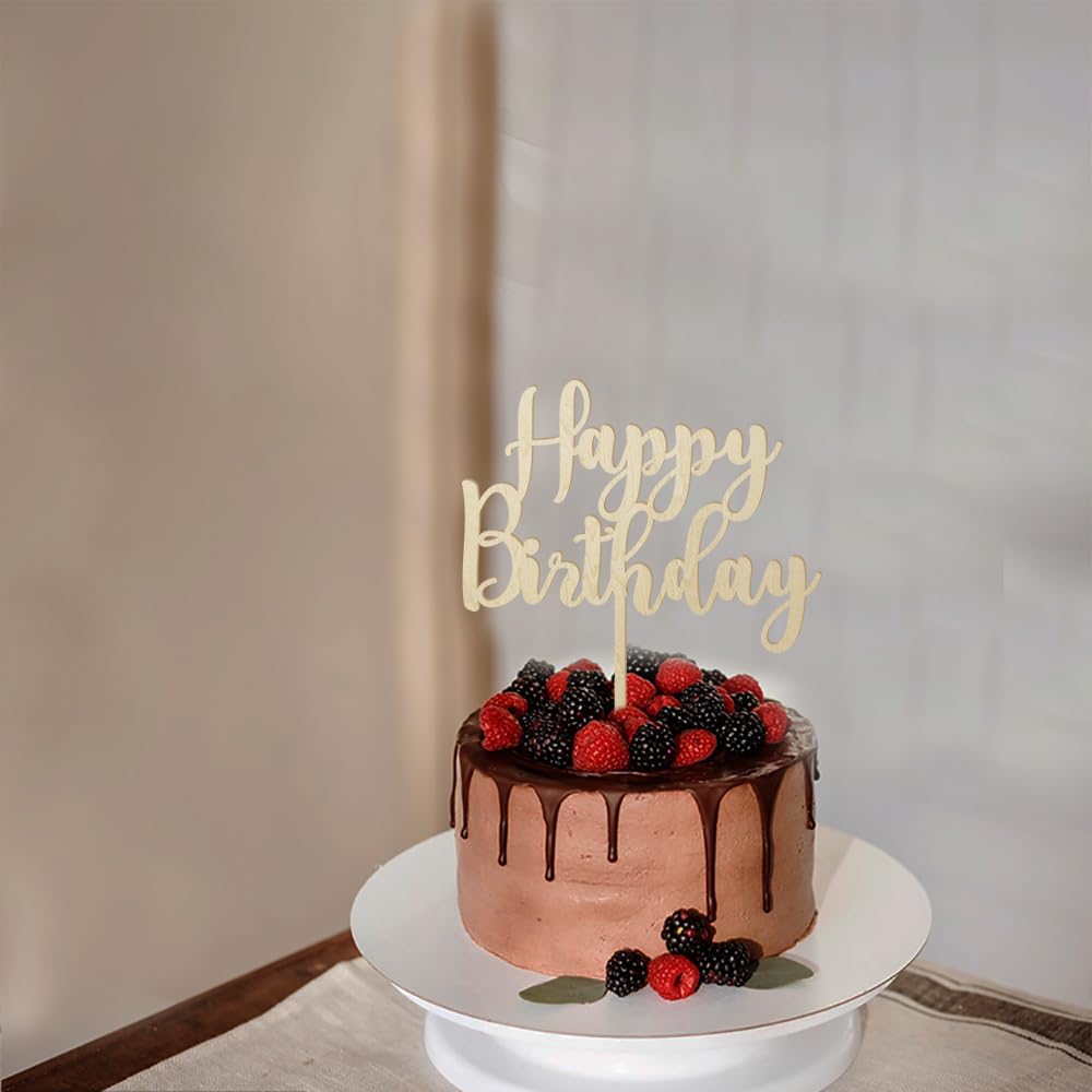 Amazon.co.jp: Happy Birthday ケーキトッパー Lサイズ 木製 両面装飾
