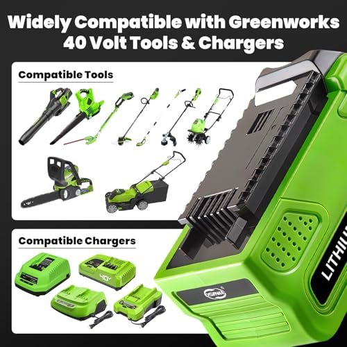 Image of 1Pack 6000mAh Lithium ion Replacement for Greenworks 40V Battery 6.0Ah 29462 29472 29252 20202 22262 25322 Compatible with Greenworks 40Volt GMAX Battery Cordless Power Tools