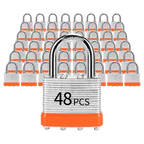 Image of Padlocks with Same Key, LQYN 48 Pcs Laminated Keyed Padlock (1-9 /16 inch, 40mm), Keyed Alike Locks, Normal Shackle, for Storage Locker, Hasp Latch, Toolbox, Sheds