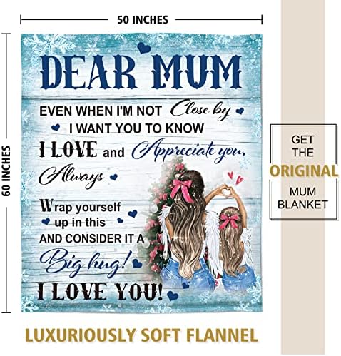 Niyewsor Mothers Day for Mum from Daughter, Mum Birthday Gifts Flannel Blanket, Mum Blanket Gifts Presents for Mummy on Christmas Mother's Day Birthday Thanksgiving