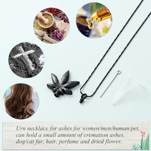 Imrsanl Marijuana Leaf Urn Necklace for Ashes for Men Women Adults Stainless Steel Maple Leaf Cremation Jewelry Urn Pendant Ashes Holder Memorial Locket3