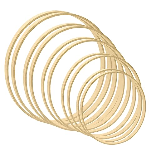 10 anillos de madera de bambú de 5 tamaños para manualidades, 2 x 18 20 23 26 30 cm de bambú...