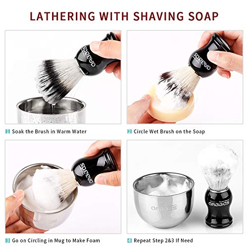Foto von Anbbas Rasierpinsel Kunsthaar mit Rasierschale und Pinselhalte,Rasierset Herren Geschenk Set für Klassische Nassrasur