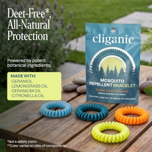 Image of Cliganic 40 Pack Mosquito Repellent Bracelets for Adults & Kids - Natural DEET-Free Bands, Individually Wrapped