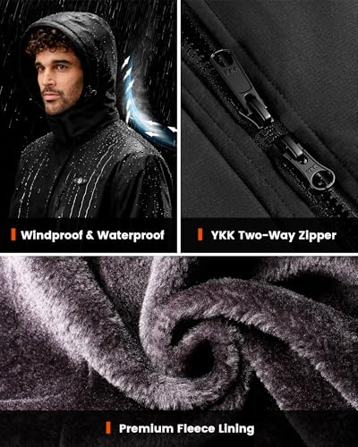 Image of WASOTO Heated Jackets for Men Fur Lining with 18400mAh Battery Pack Charger included Rechargeable Waterproof for Hunting Work