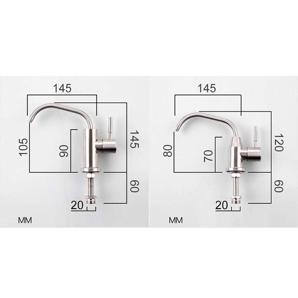 grifo cocina ventana y osmosis, acero inoxidable 304, grifo de grifo abatible fregadero puro, purificador de agua, cuello de cisne,1/2 ", grifo-Trefilado de acero inoxidable A