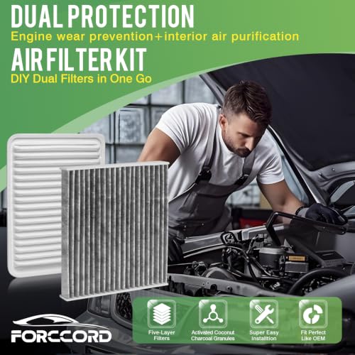 Image of Cabin & Engine Air Filter Fit for 2007-2017 Toyota Camry, 2009-2016 Venza L4 Gas Activated Carbon Cabin Filter Replace#CF10285 CA10171
