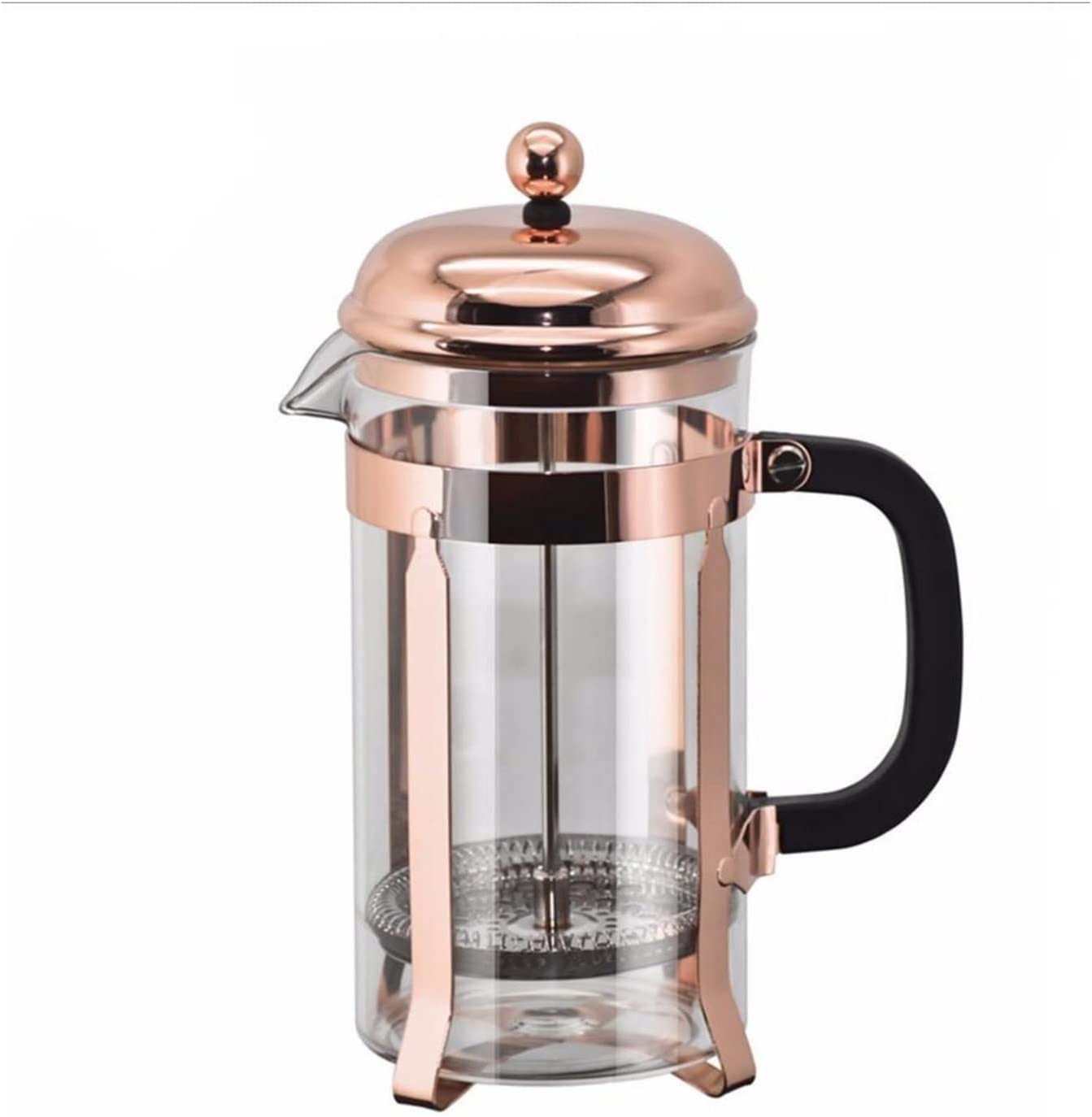 Olla de Prensa Francesa, cafetera de Mano de Prensa Francesa de cúpula, Vidrio de borosilicato Alto, Olla de Prensa Francesa (Color : Gold)