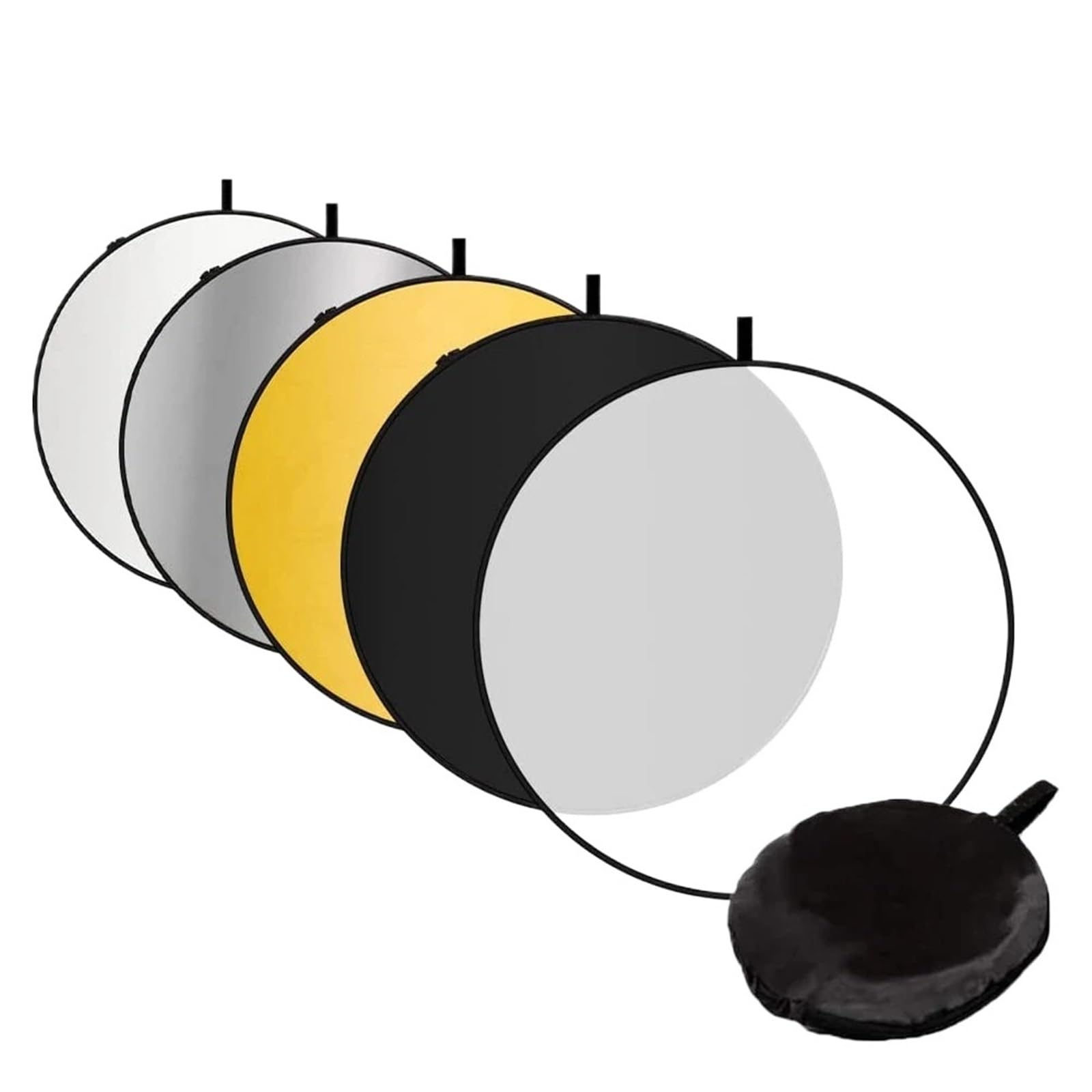 Reflector 5 en 1 de 80 a 110 cm for fotografía, Plegable, portátil, difusor luz Redondo, Multicolor(80cm)