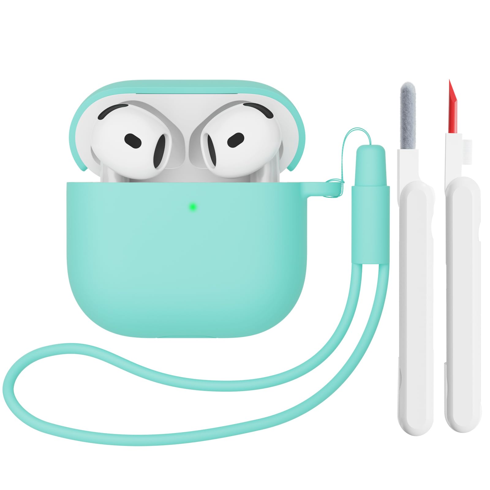 Mocarheri Funda de Silicona Compatible con AirPods 4.ª Generación con Kit de Limpiador, Fundas Protectora de Silicona para AirPods de 4 Generacion 2024, LED Visible Frontal, Negro — view 36