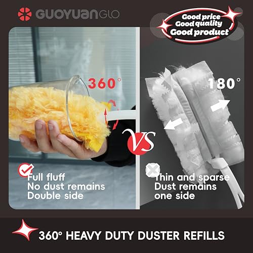 Image of Disposable Dusters Refills 360 Degree Heavy Duty Dusters Refills Unscented Disposable Dusters for Cleaning-20 Counts with Short Handle,Yellow