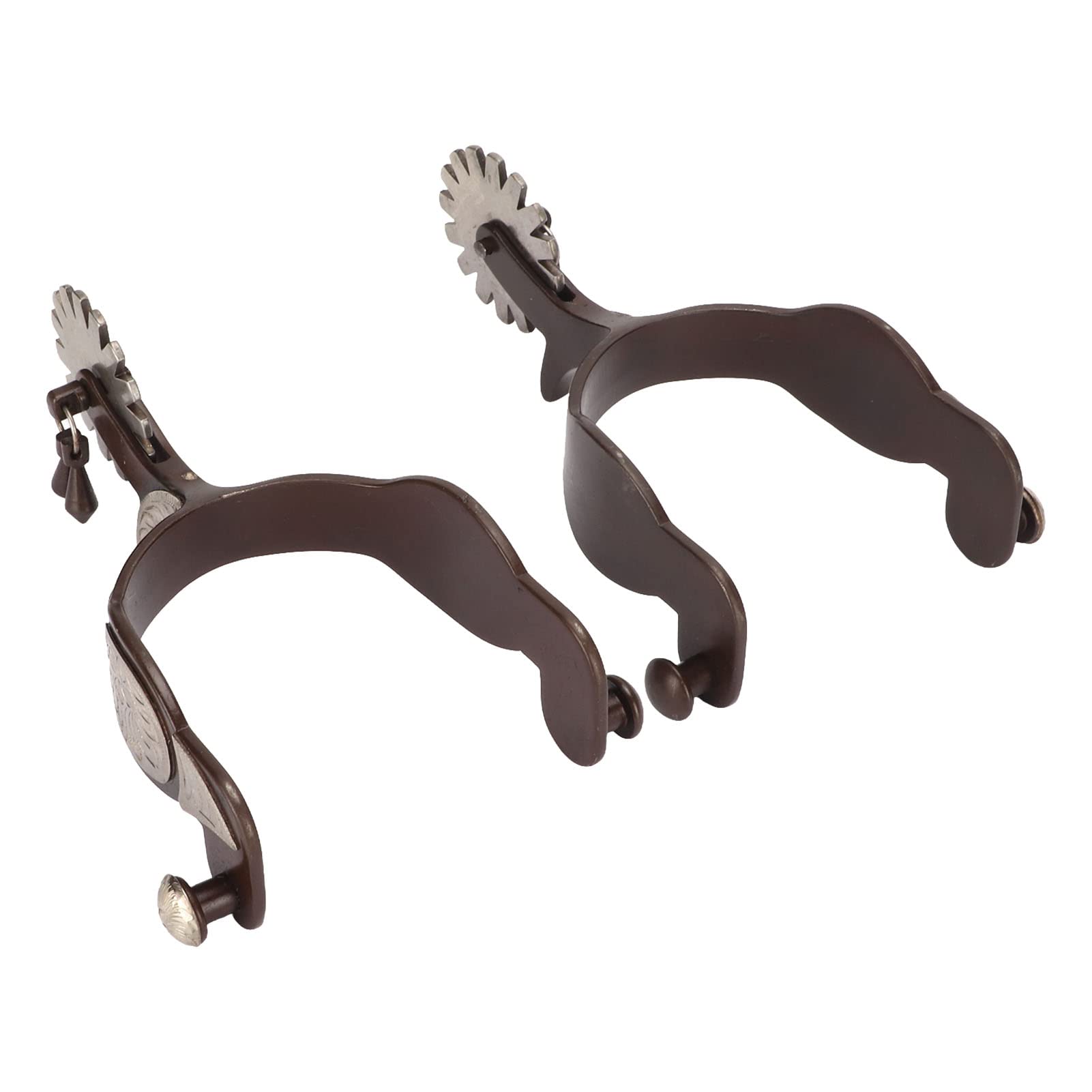 Espuelas Vaqueras para Hombre, 1 Par en Acero con Diseño Floral en Bronce, Estilo Vintage, Ajustables y Hechas a Mano para Botas Occidentales