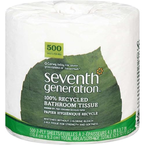Image of Seventh Generation 137038 100 Percent Recycled Jumbo Roll Bathroom Tissue, 2-Ply, White, 500-Roll, 60-Carton